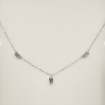 Silver Emerald Shape CZ Dangle Necklace, 18"