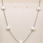 Sterling Silver & Pearl 36" Station Necklace