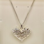 Sterling Silver Chain (20") & Puff Heart Necklace