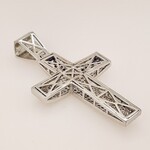 Sterling Silver CZ & Onyx Pave Cross