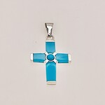 Vintage Turqouise Sterling Silver Cross TN59  Mexico