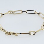 14KY PaperClip Bracelet, 7.5"