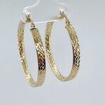 18KY Diamond Cut Hoop Earrings.1.3"