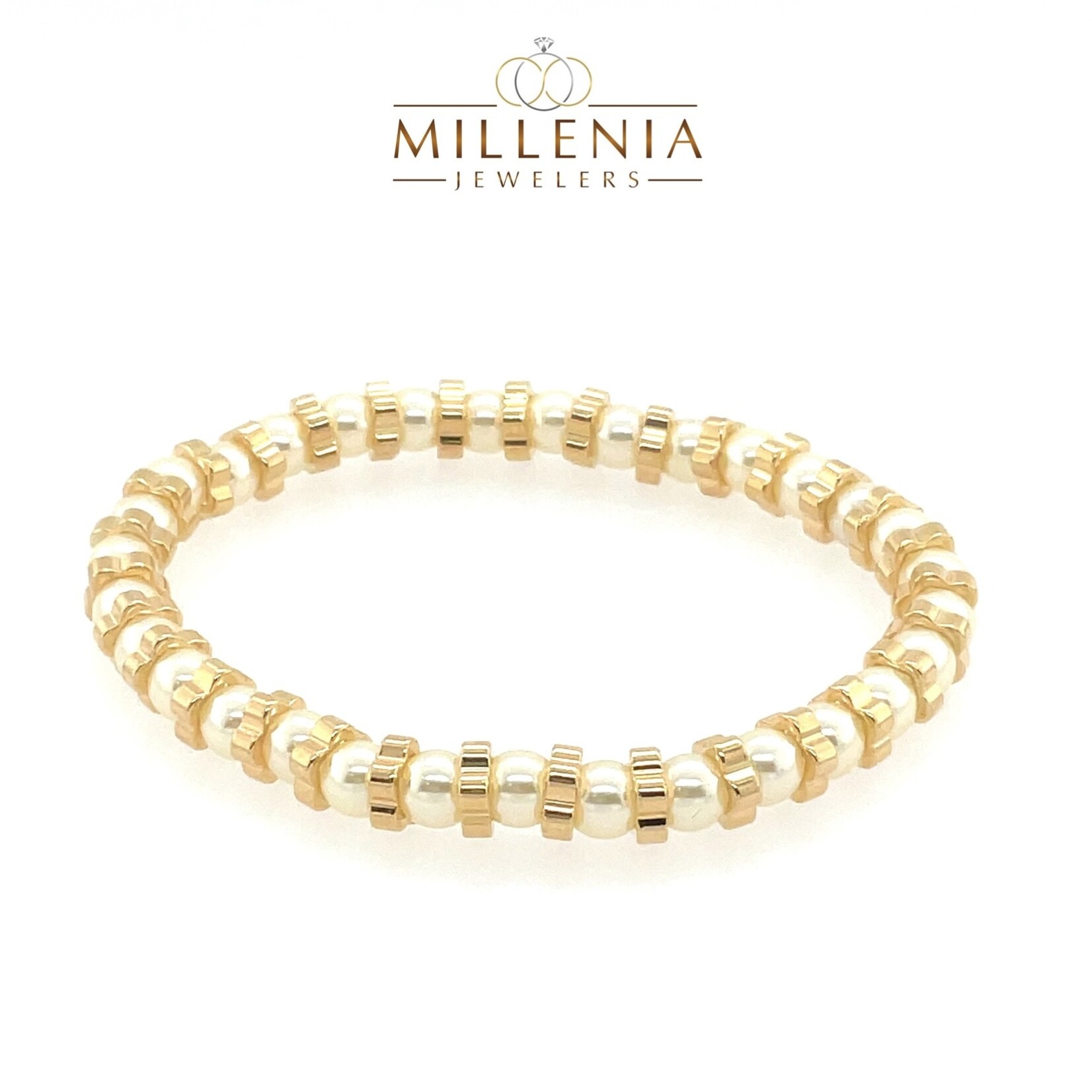 Gold Plated  5mm Pearl Beaded Bracelet