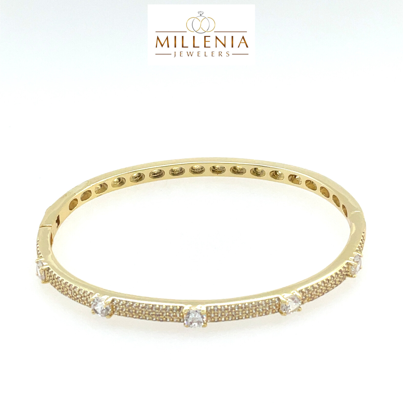 Gold Plated Pave Round Stone Bracelet