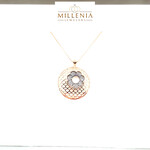 Rose Gold Plated Sterling Silver Chain & Round Pendant Necklace Set