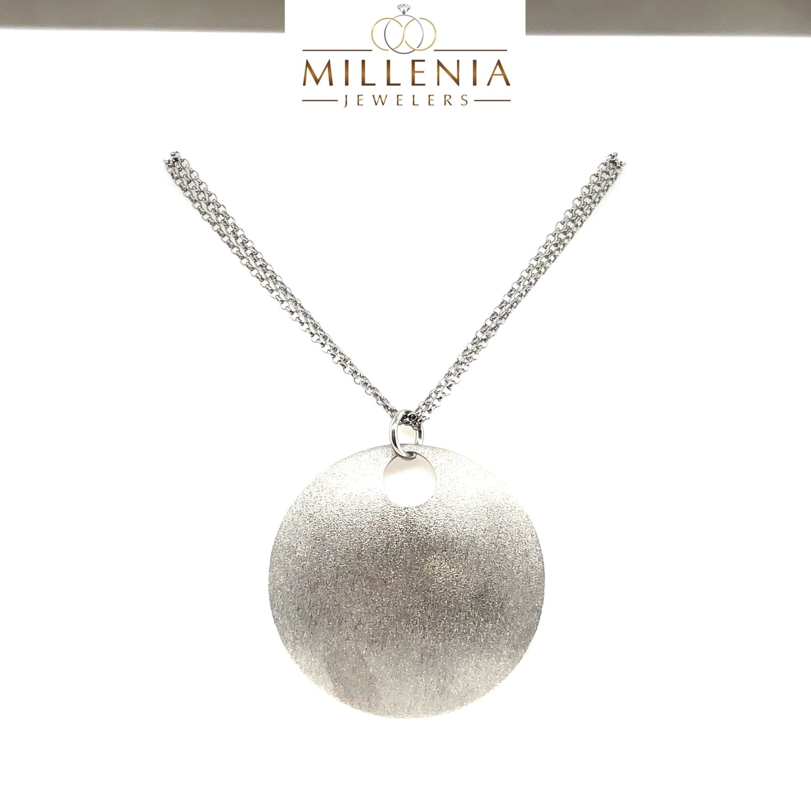 Sterling Silver Titanium Finish  Circle Necklace