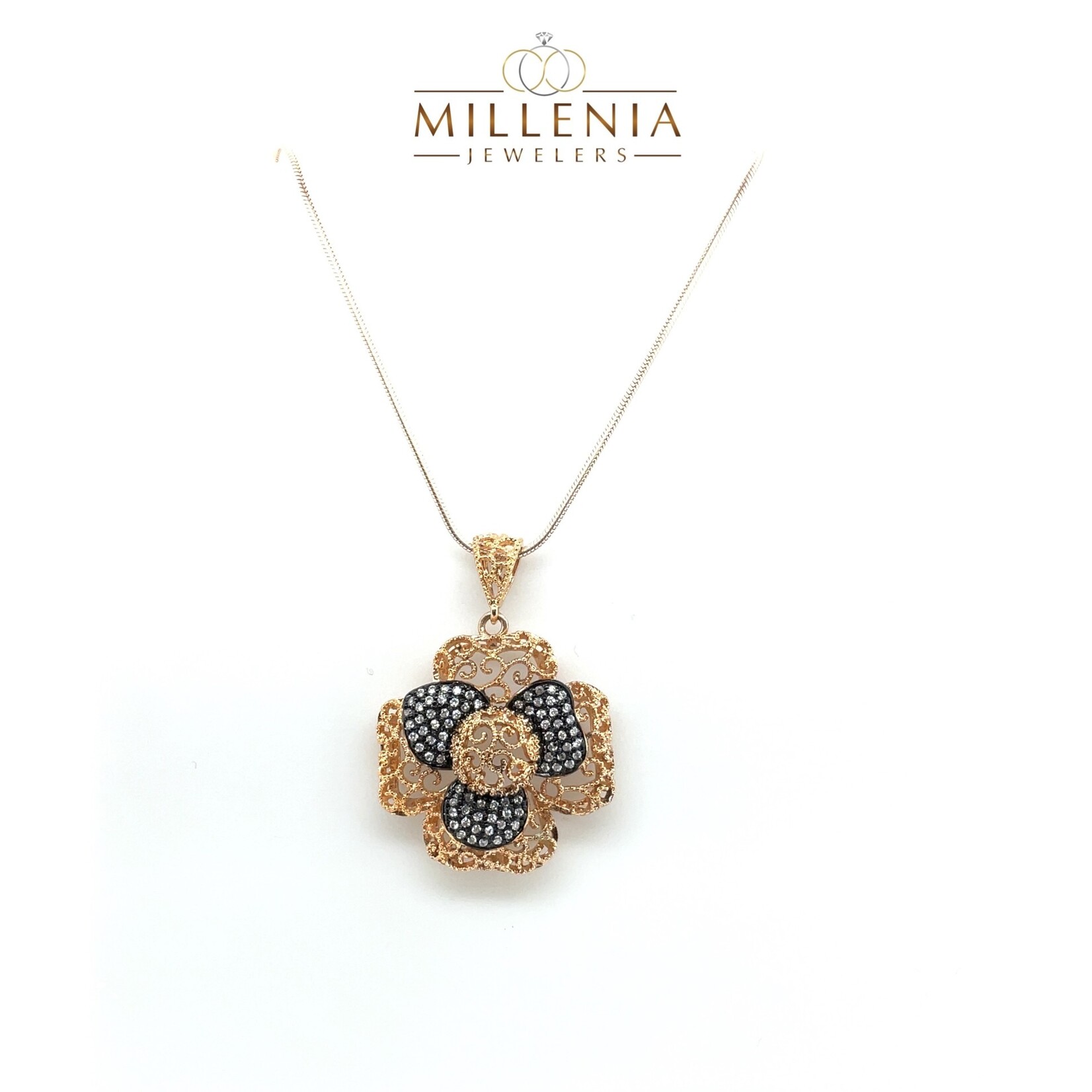 Rose Gold Plated Sterling Silver Flower Necklace