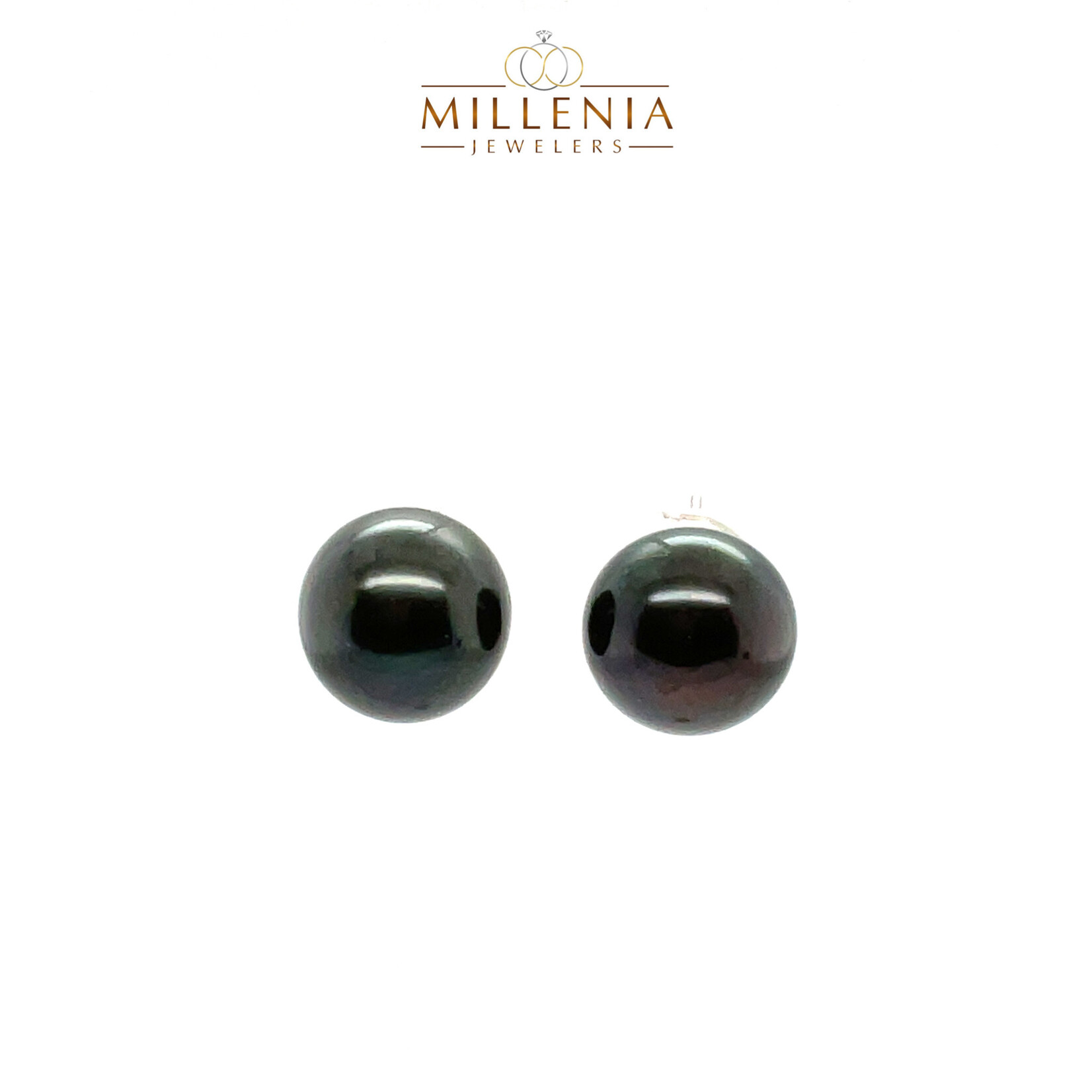 Sterling Silver Black Pearl 13mm Earrings