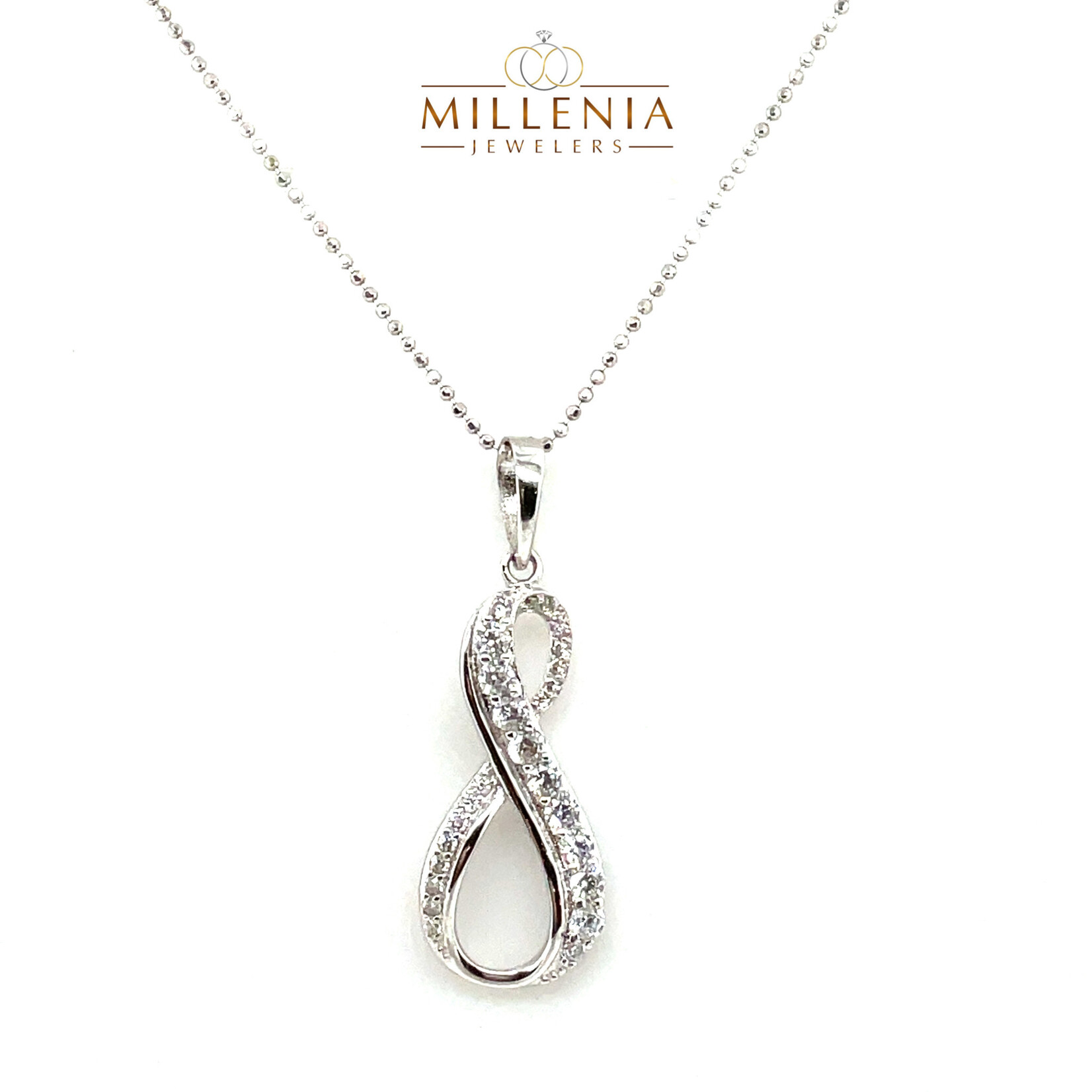 Sterling Silver 20" Chain & Infinity Necklace Set