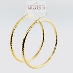 10 KY 3x40 Diamond Cut Hoop Earrings