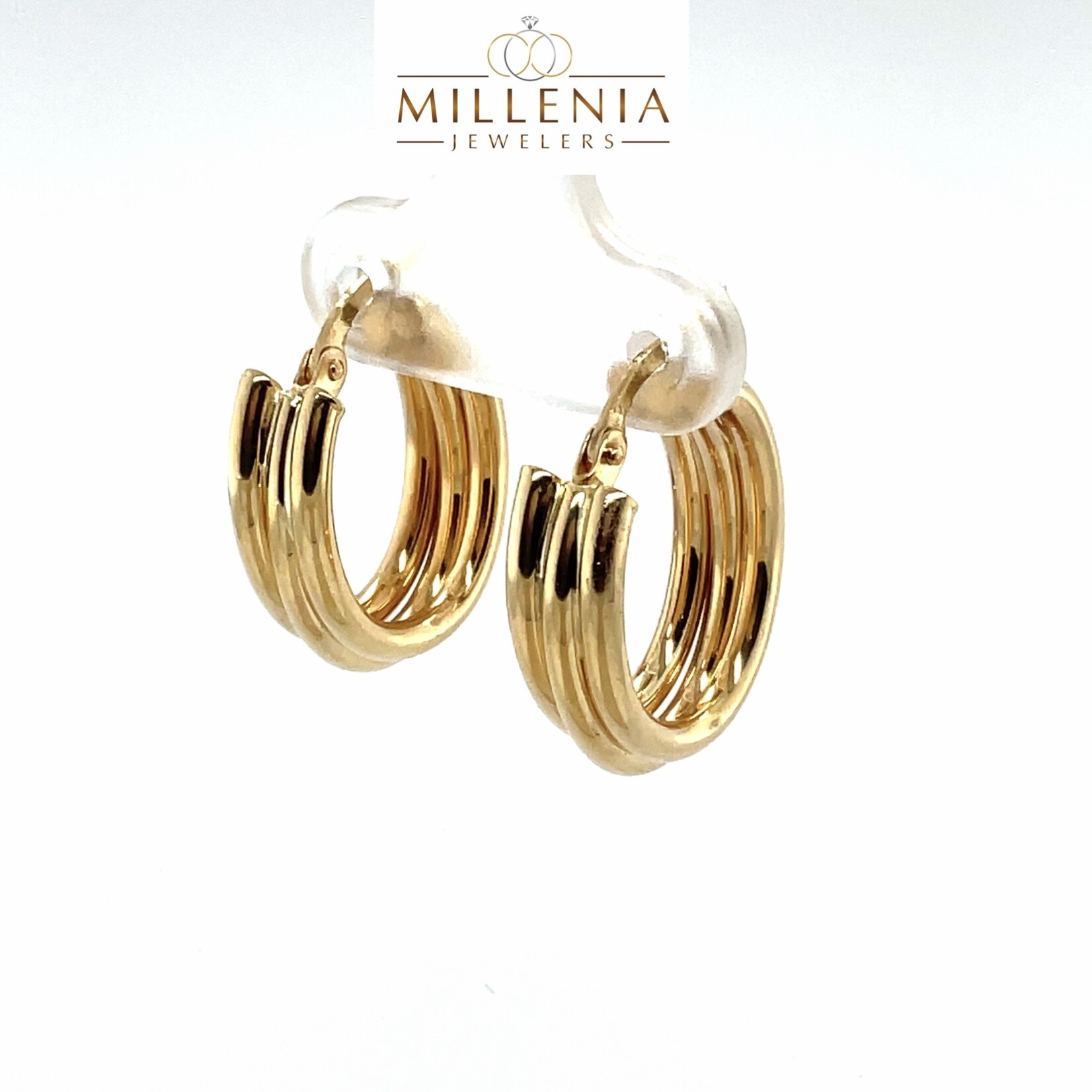 14KY 3x15MM Triple Oval Hoop Earrings