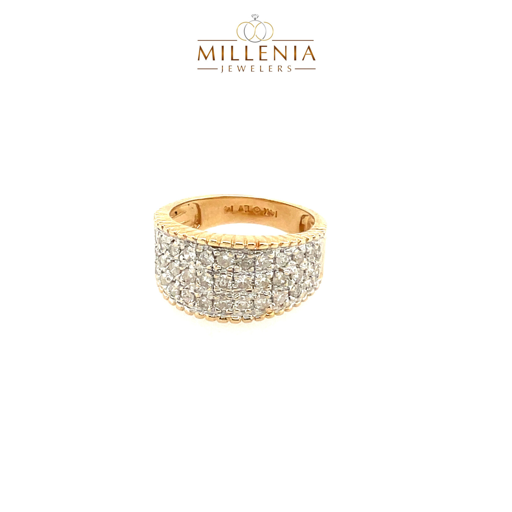 14KY Ladies Diamond Pave Ring, Size 7.5