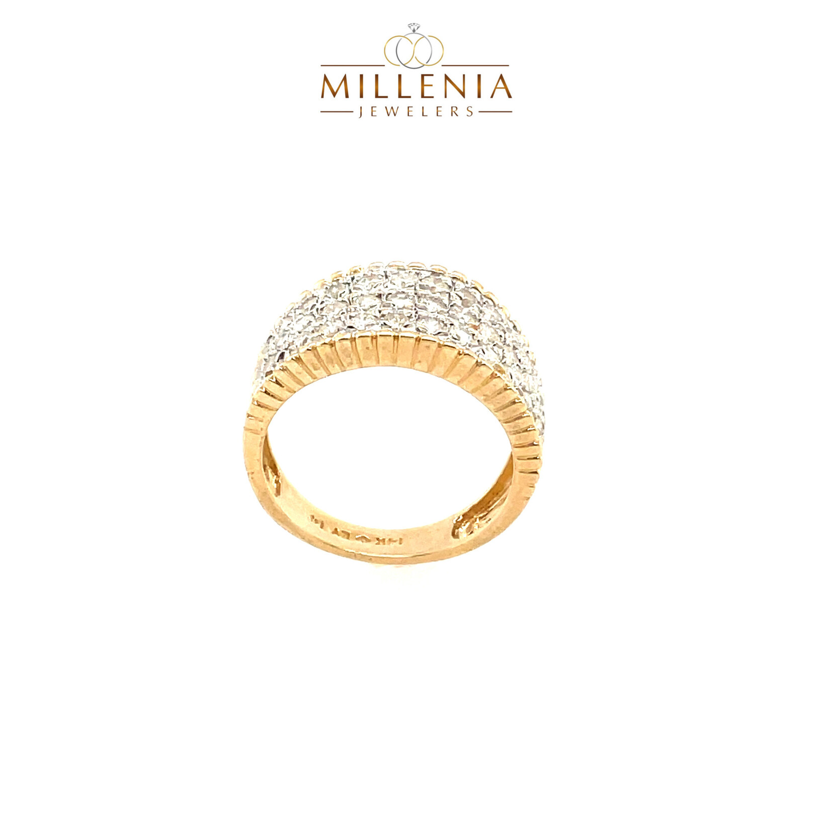 14KY Ladies Diamond Pave Ring, Size 7.5