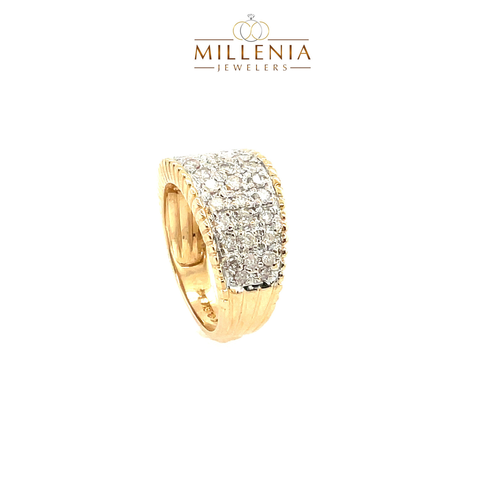 14KY Ladies Diamond Pave Ring, Size 7.5
