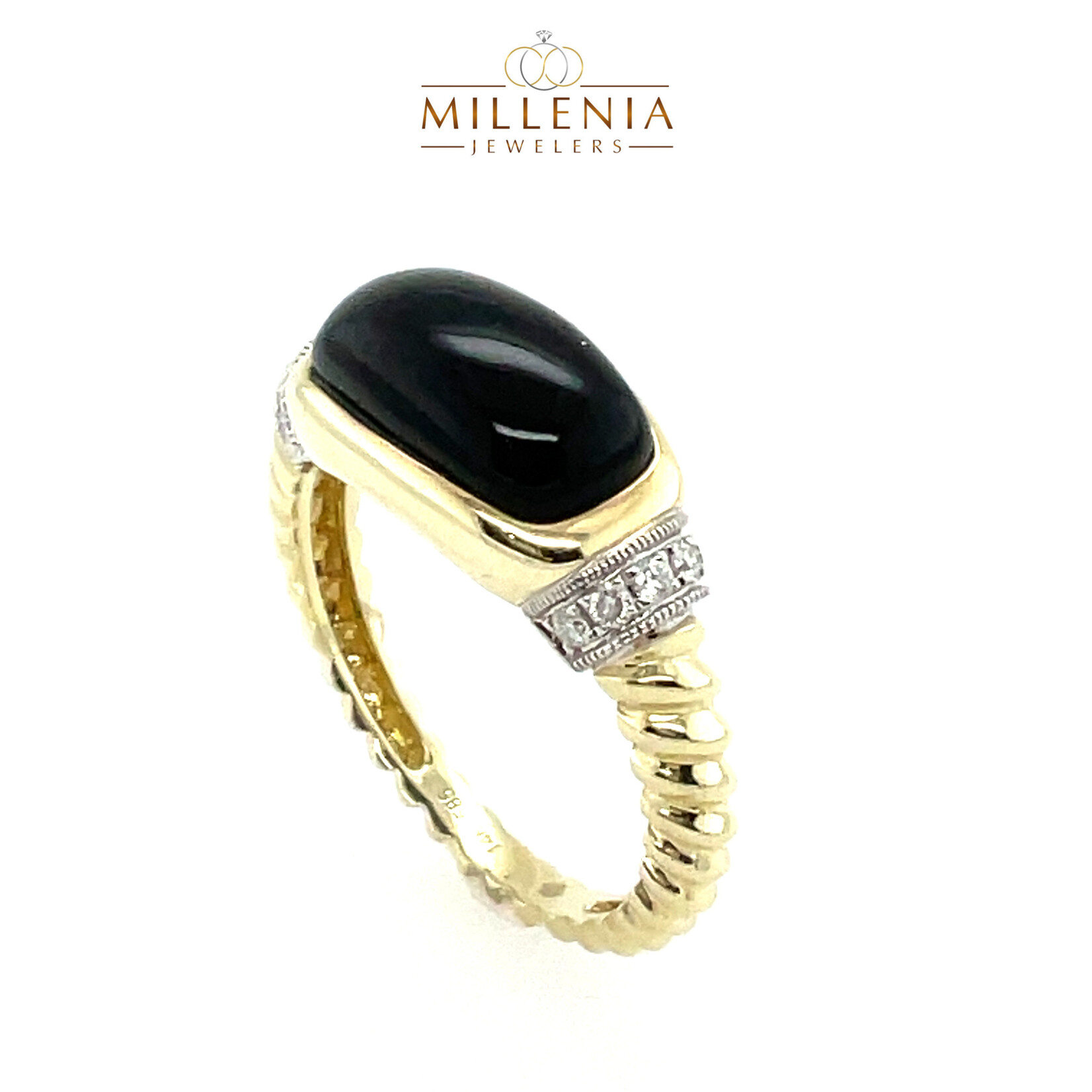 14K Black Agate Ring Size 6.5