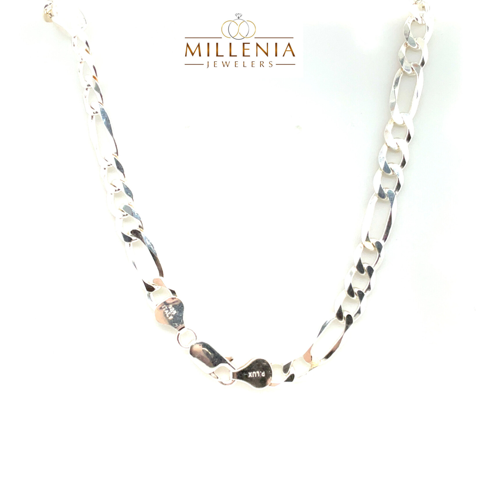 Sterling Silver Figaro Chain 24" 6.75mm