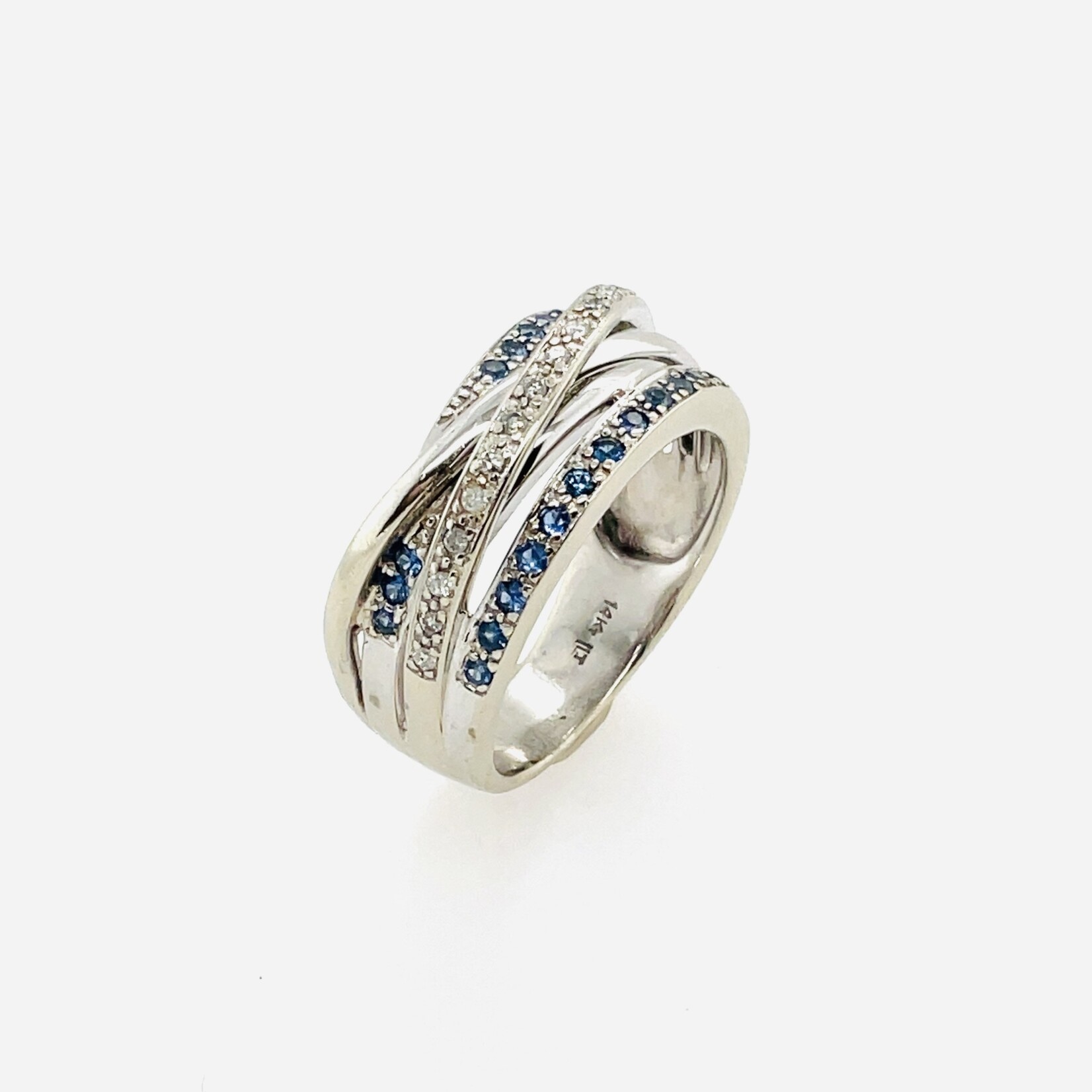 14 Kt WG Dia . 0.20Ctw, Sapphire Fashion Ring #7