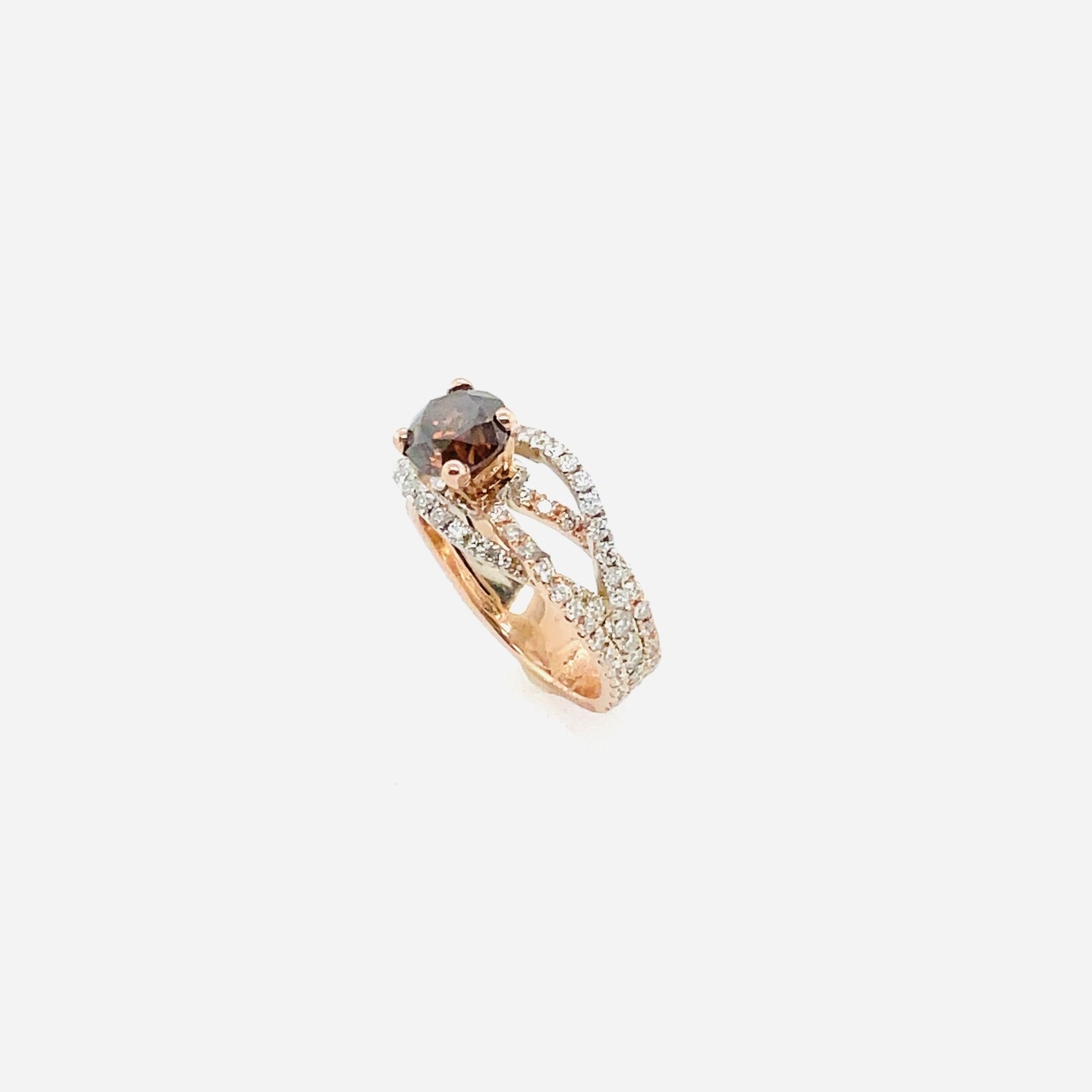 14k Choc Dia Sz 6 2-Toned Ring, Center 1.25Ct/2.0 Ctw