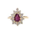 14K Yellow Gold Ruby Ring, Size 7.5
