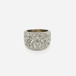 Silver CZ Floral Ring, Size 7