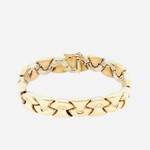 14 Kt Yellow Gold Oval Cut 2-Tone Bracelet 7"