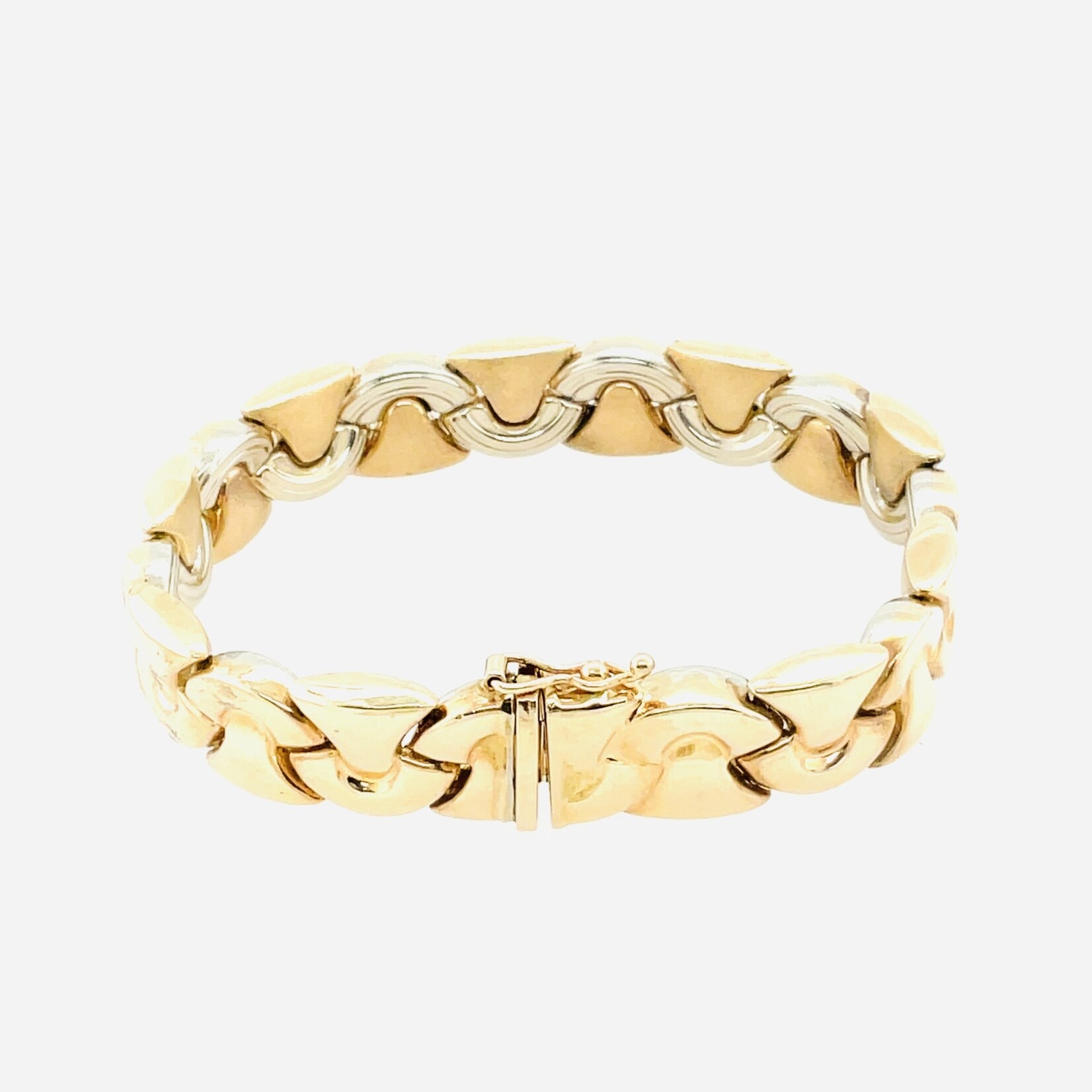 14 Kt Yellow Gold Oval Cut 2-Tone Bracelet 7"