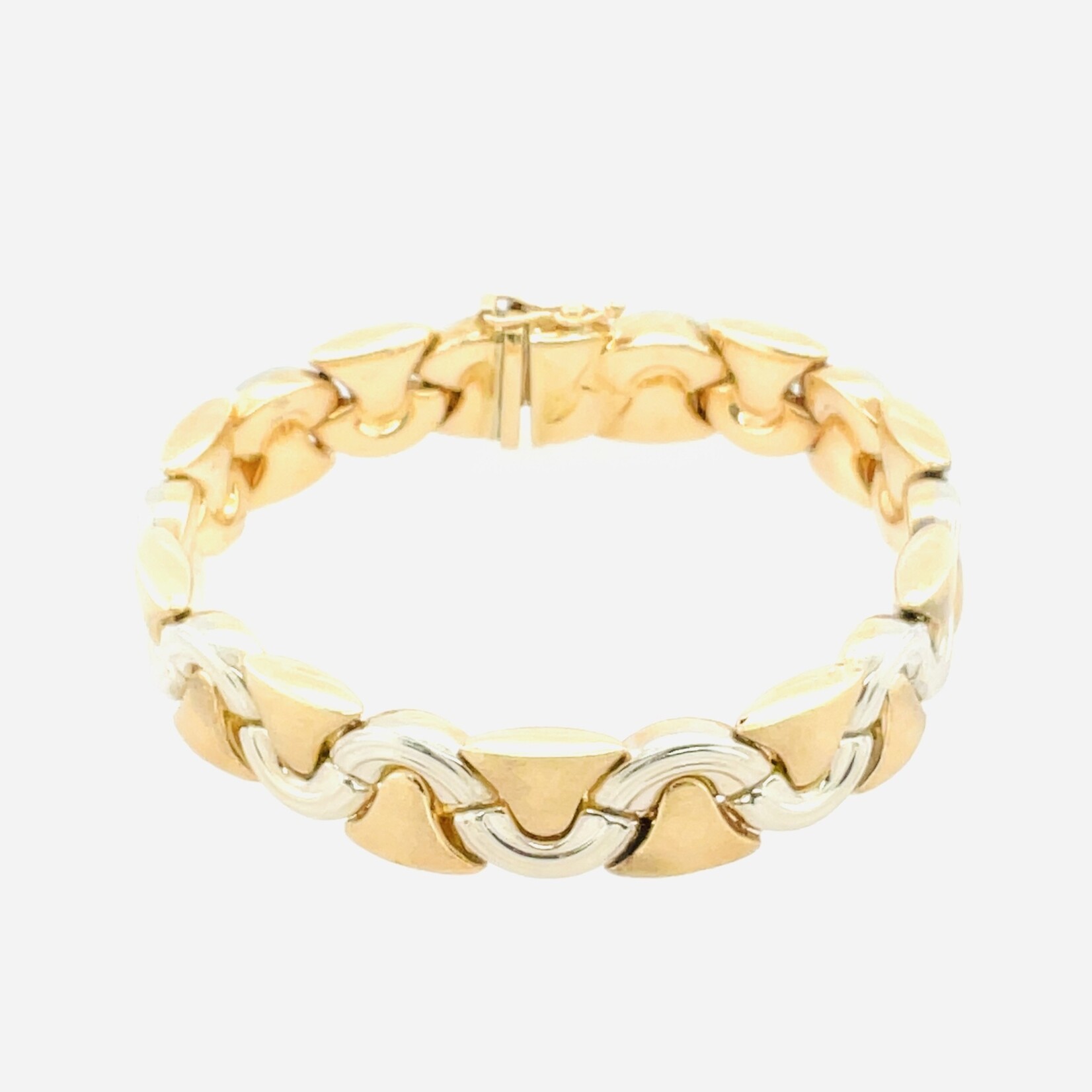 14 Kt Yellow Gold Oval Cut 2-Tone Bracelet 7"