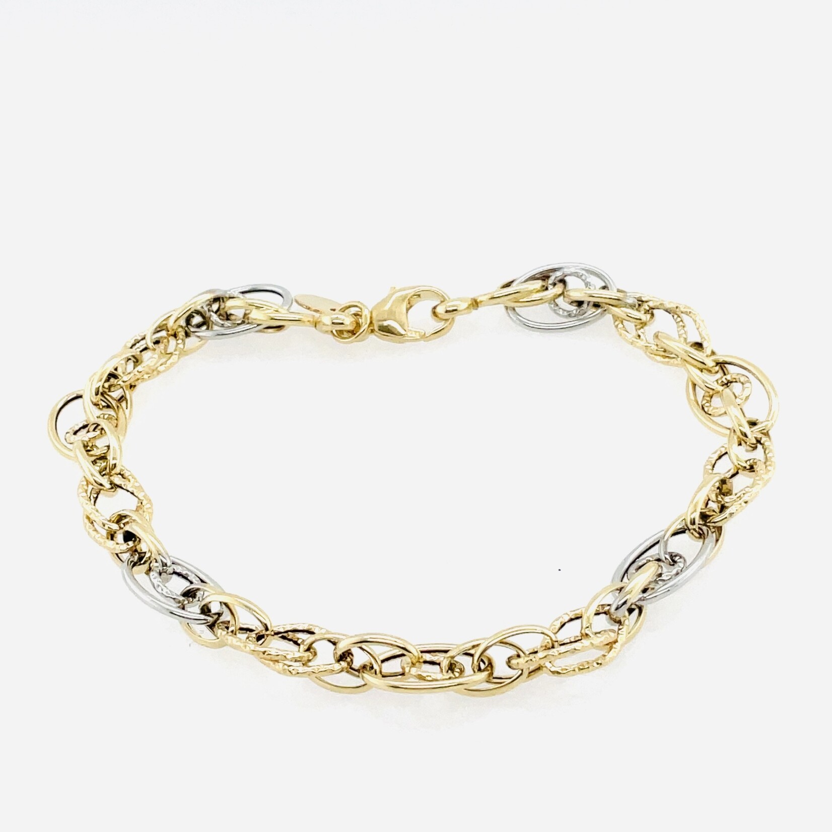 14K 2-Tone Link Bracelet, 7.5"