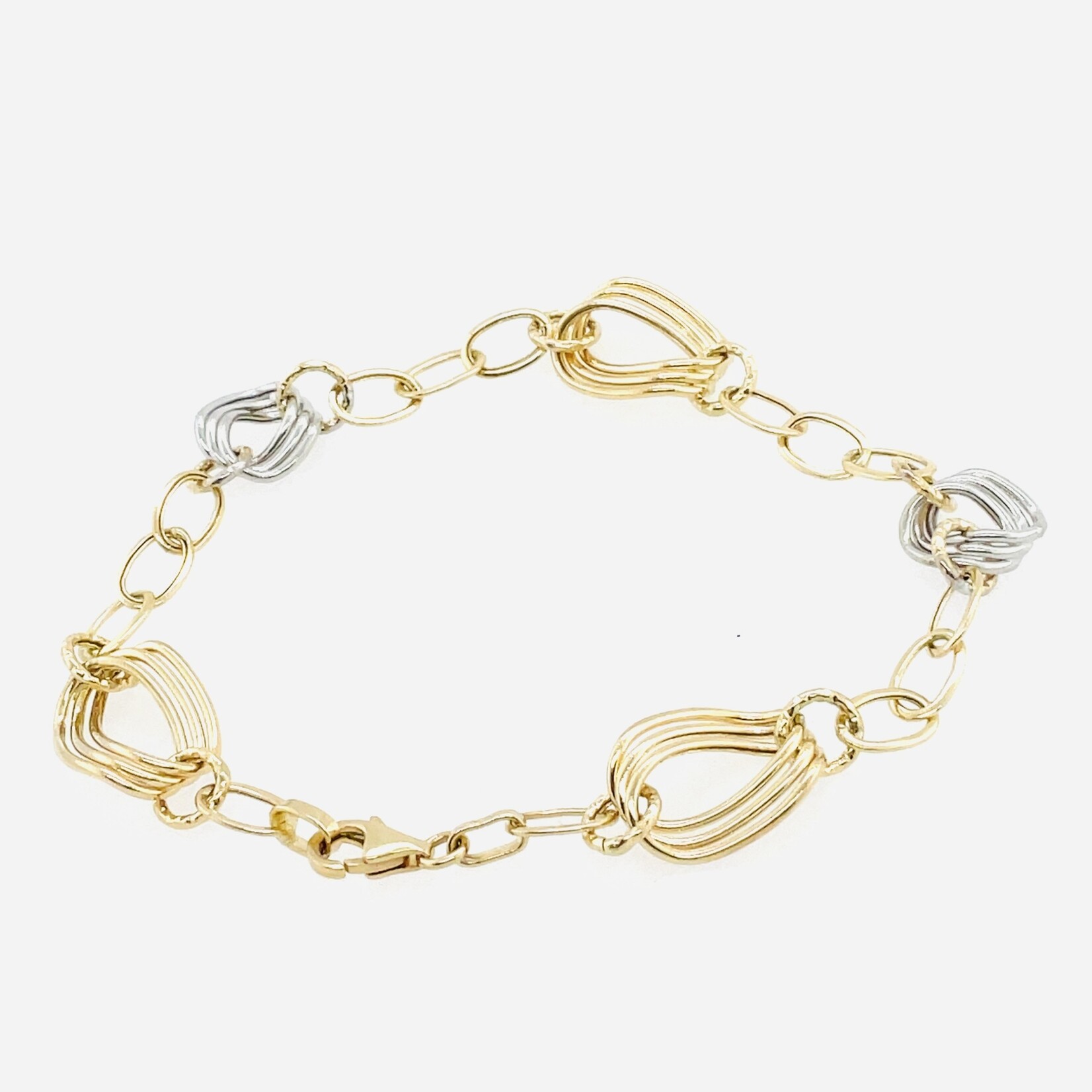 14K 2-Tone Link Bracelet, 7.5"