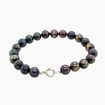 Silver Blk 8mm Pearl Bracelet