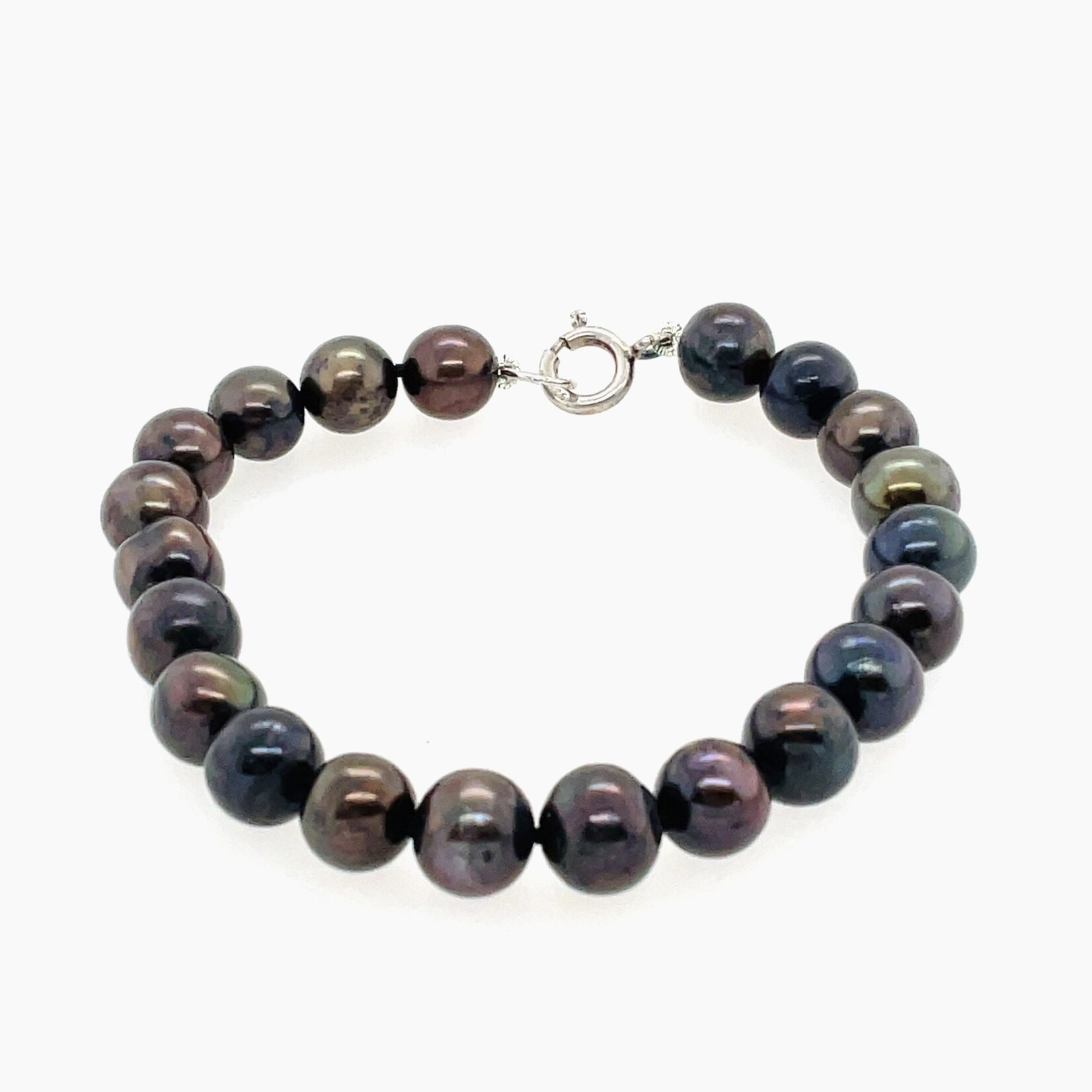 Silver Blk 8mm Pearl Bracelet