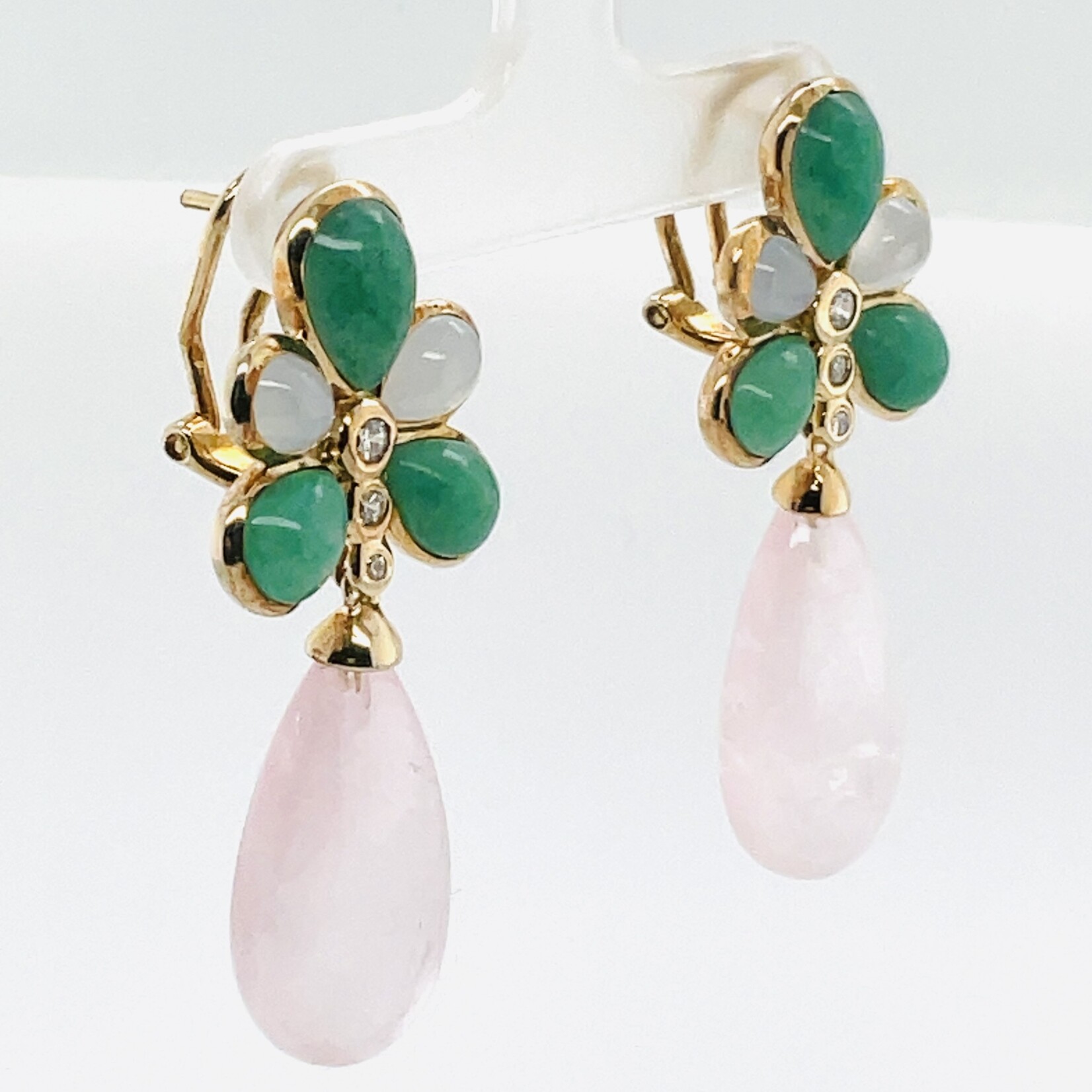 Sterling Silver Gold Plated Quartz Dangle Earrings