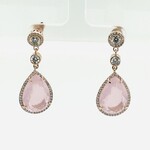 Silver/ CZ Pear Shaped Rose Gold Plated Drop Earrings
