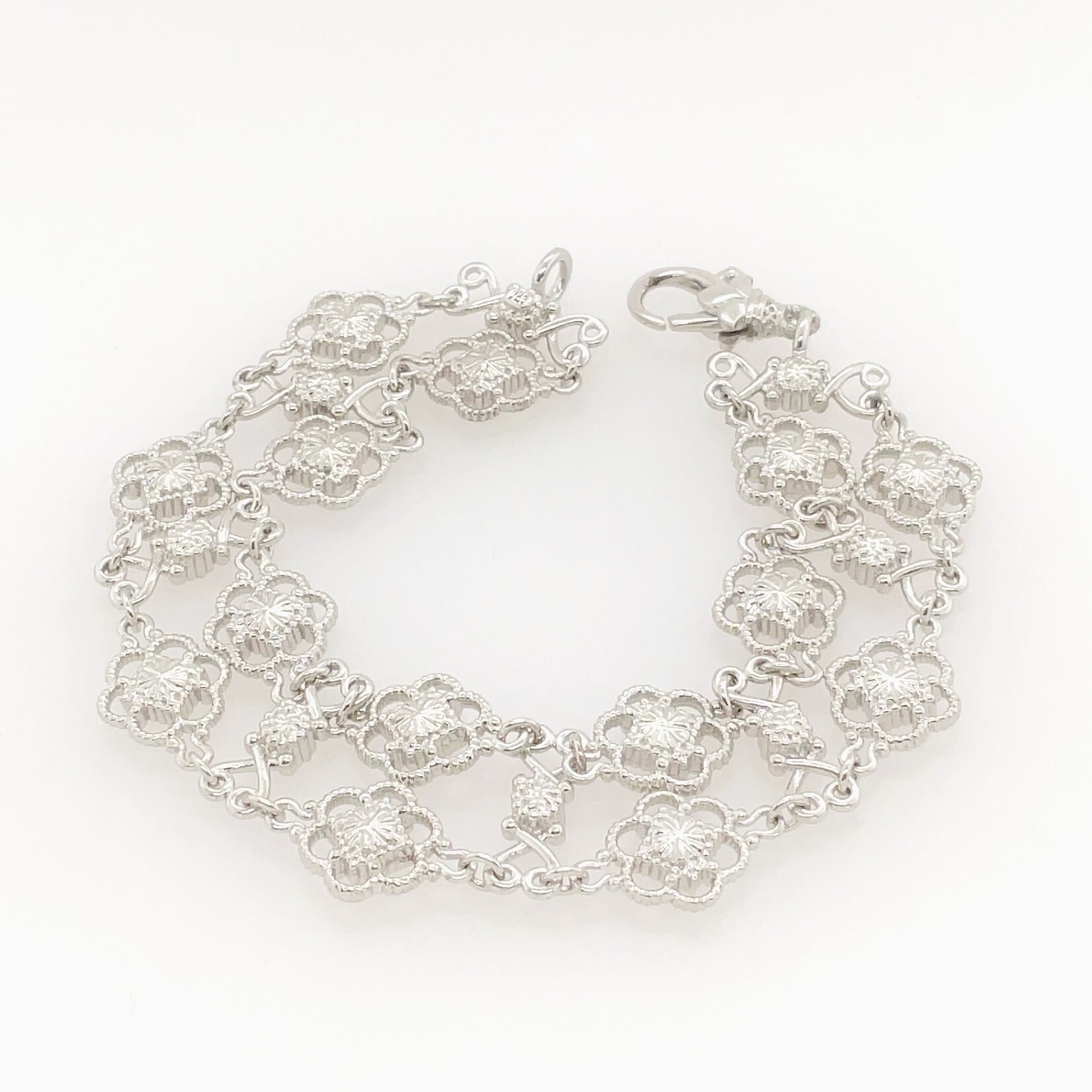 Sterling Silver & Diamond Fancy Bracelet 7.5 "