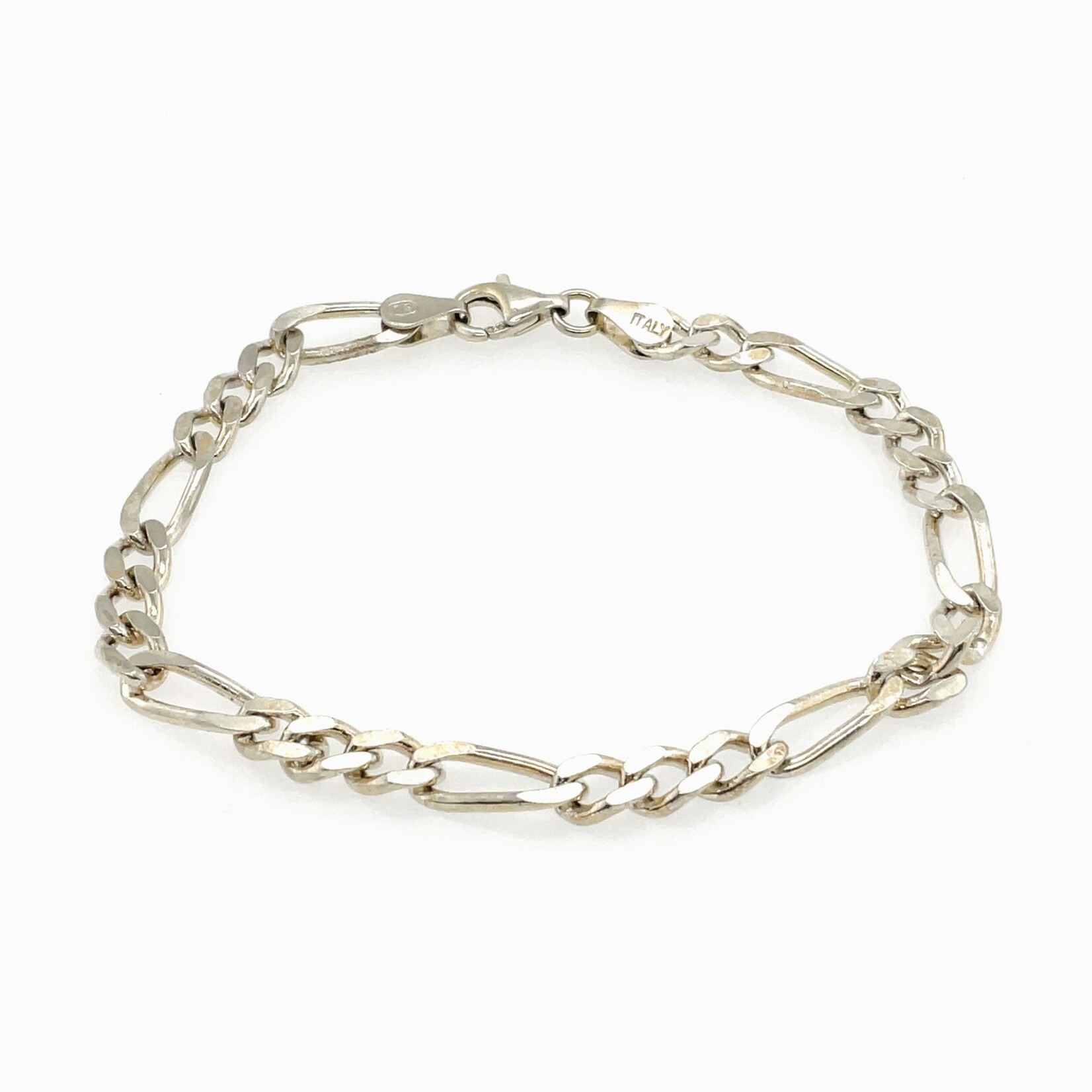 Silver Figaro Style Bracelet 8"