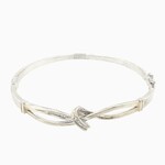Diamond Accented Silver Bangle Size 7, .25 CTW