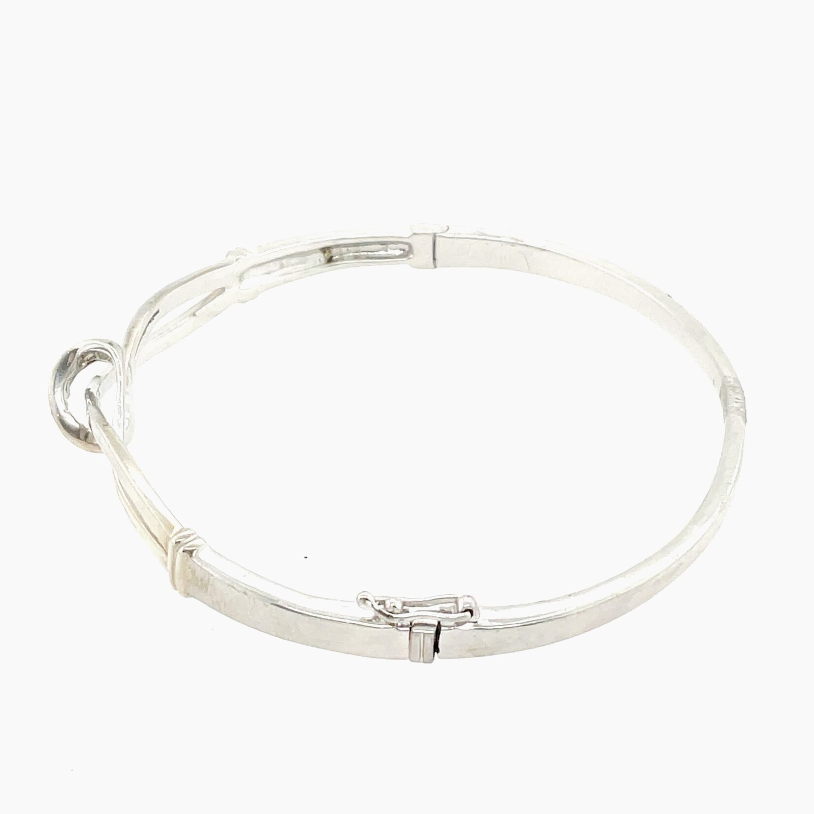 Diamond Accented Silver Bangle Size 7, .25 CTW