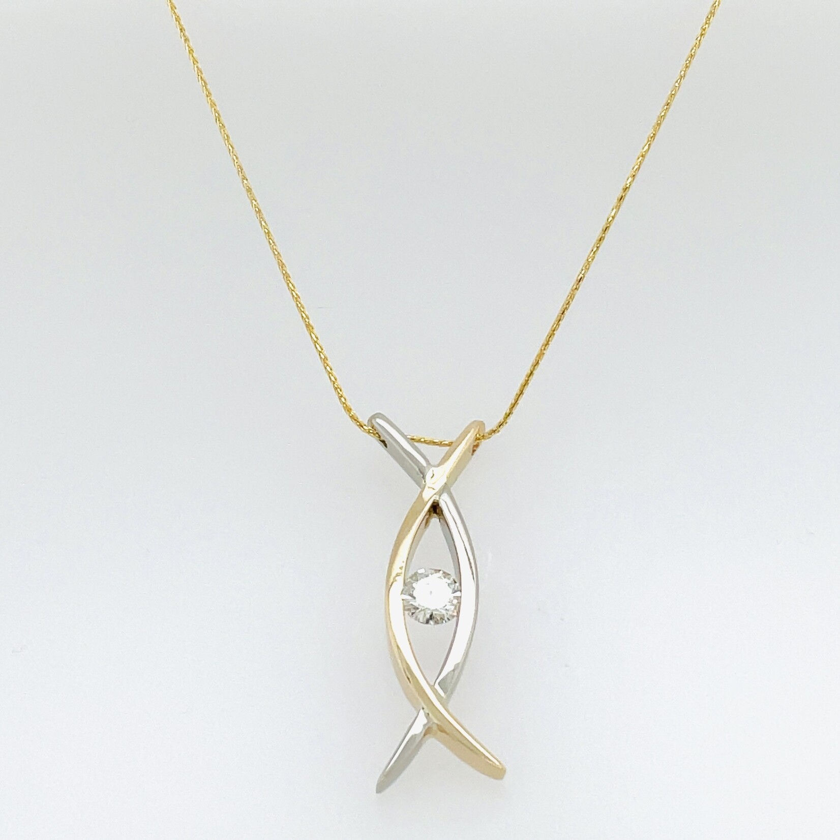 Custom Piece 0.50 TCW Diamond By-pass Pendant, SI1, I-J Color