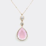 Gold Plated Silver Chain & Qtz Rose Pendant Set