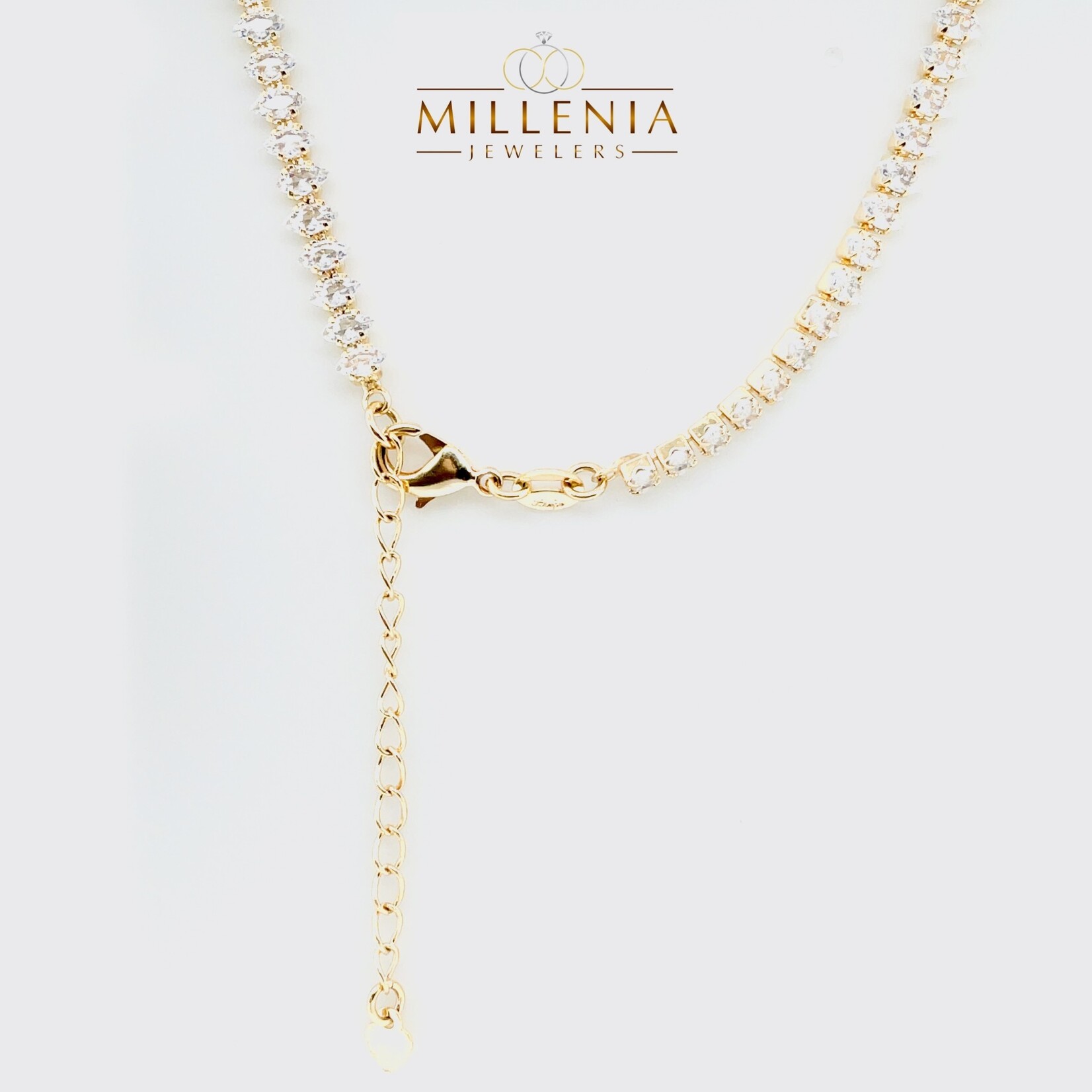 Gold Plated Marquise Cut Stone Tennis Necklace