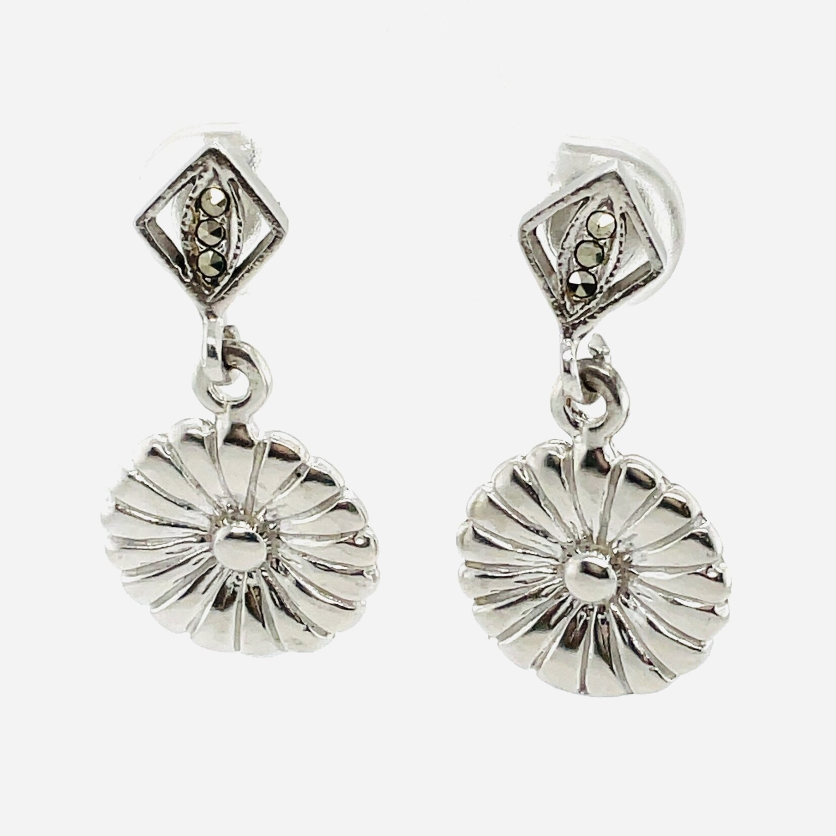 Sterling Silver Flower Earrings, Daisy