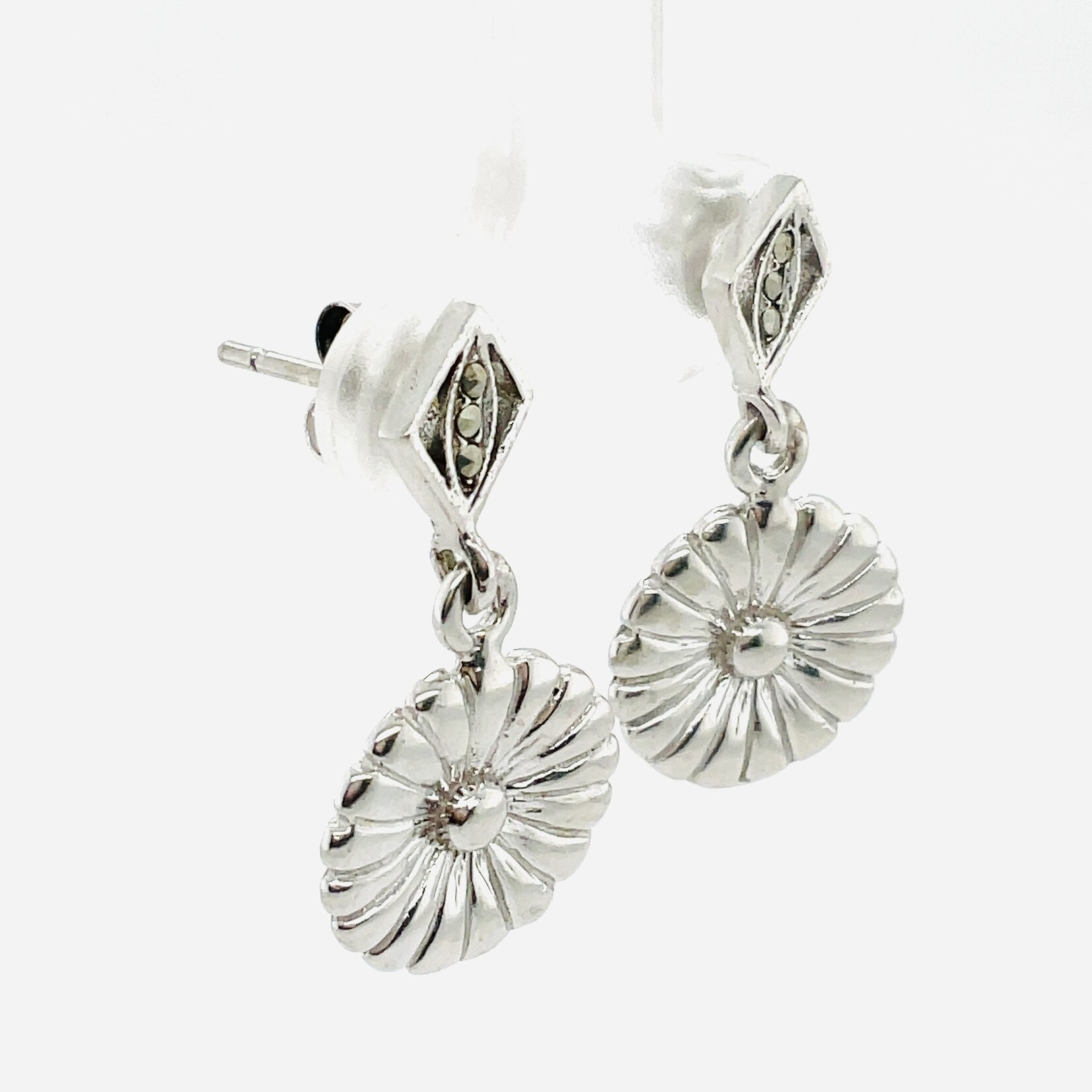 Sterling Silver Flower Earrings, Daisy