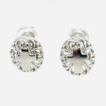 Sterling Silver Oval Cross Earrings