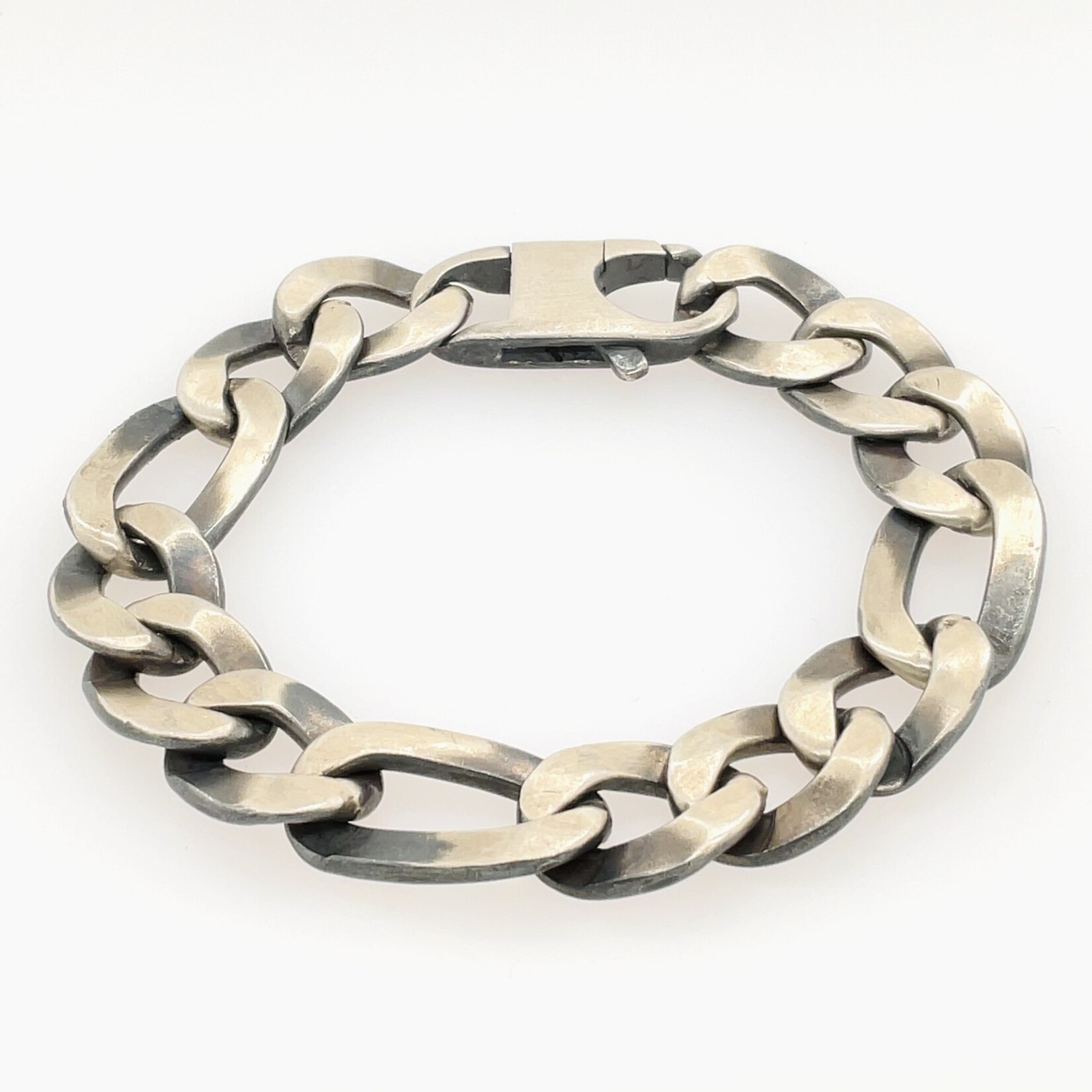 Silver Figaro Link Bracelet 9"