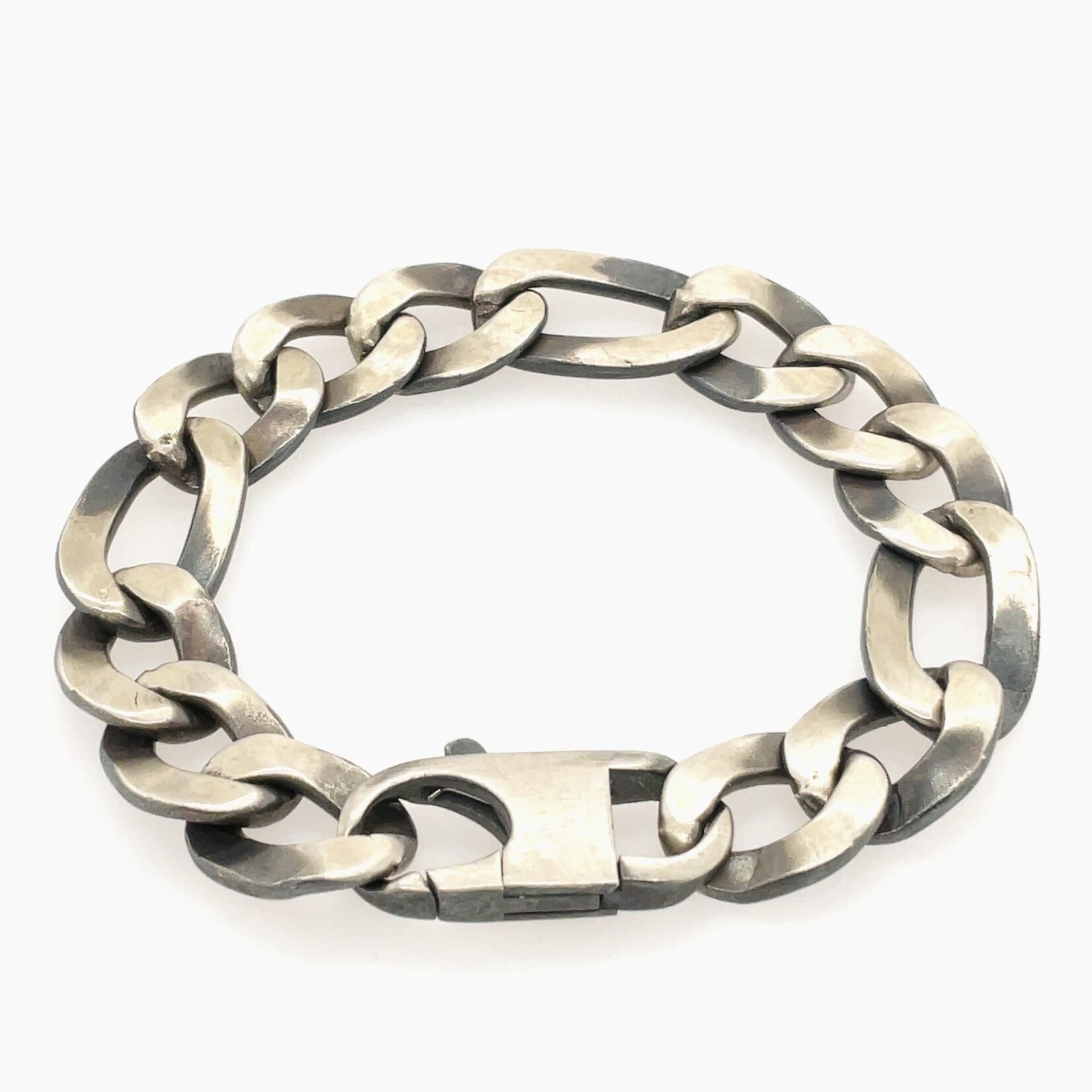 Silver Figaro Link Bracelet 9"