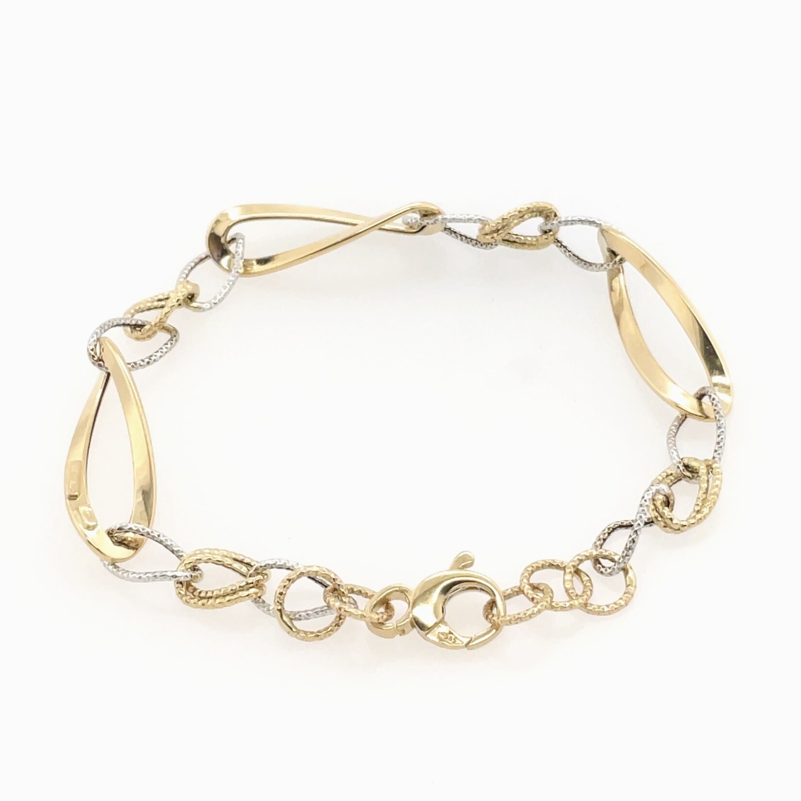 14K 2-tone Link Bracelet, 7.5"
