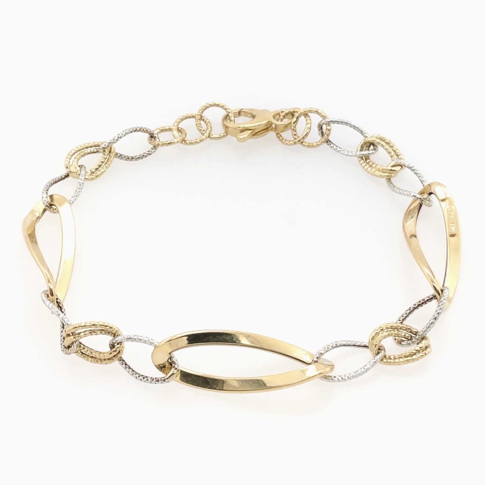 14K 2-tone Link Bracelet, 7.5"