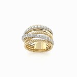 14K Two Tone Layered Diamond Ring, Size 6.5