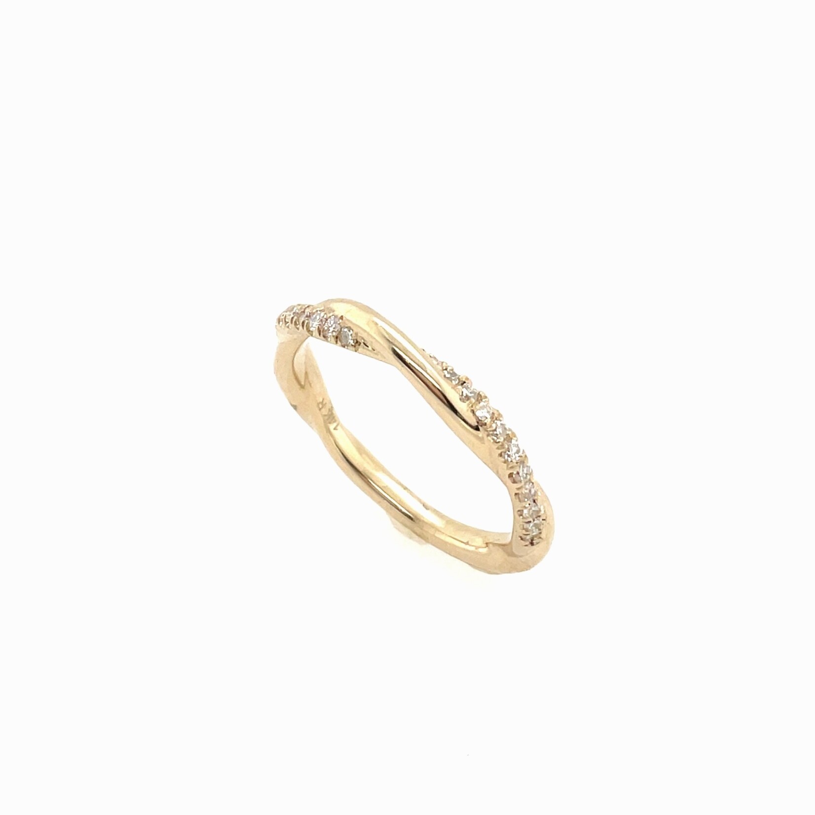 14K Twisted Diamond Wedding Band Size 7